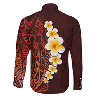 Red Tropical Plumeria With Galaxy Polynesian Art Family Matching Long Sleeve Bodycon Dress and Hawaiian Shirt LT14 - Polynesian Pride