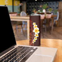 Red Tropical Plumeria With Galaxy Polynesian Art Skinny Tumbler
