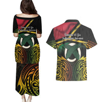 Vanuatu 1980 Couples Matching Puletasi and Hawaiian Shirt Hapi 45 Yia Indipendens Anivesari