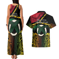 Vanuatu 1980 Couples Matching Tank Maxi Dress and Hawaiian Shirt Hapi 45 Yia Indipendens Anivesari LT14 - Polynesian Pride