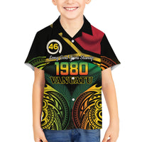 Vanuatu 1980 Family Matching Mermaid Dress and Hawaiian Shirt Hapi 45 Yia Indipendens Anivesari LT14 Son's Shirt Black - Polynesian Pride