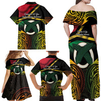 Vanuatu 1980 Family Matching Off Shoulder Maxi Dress and Hawaiian Shirt Hapi 45 Yia Indipendens Anivesari LT14 - Polynesian Pride