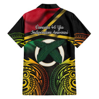 Vanuatu 1980 Family Matching Off Shoulder Short Dress and Hawaiian Shirt Hapi 45 Yia Indipendens Anivesari LT14 - Polynesian Pride