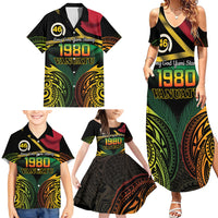 Vanuatu 1980 Family Matching Summer Maxi Dress and Hawaiian Shirt Hapi 45 Yia Indipendens Anivesari LT14 - Polynesian Pride