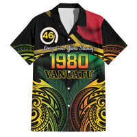 Vanuatu 1980 Family Matching Summer Maxi Dress and Hawaiian Shirt Hapi 45 Yia Indipendens Anivesari LT14 Dad's Shirt - Short Sleeve Black - Polynesian Pride