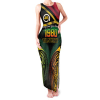 Vanuatu 1980 Family Matching Tank Maxi Dress and Hawaiian Shirt Hapi 45 Yia Indipendens Anivesari LT14 Mom's Dress Black - Polynesian Pride