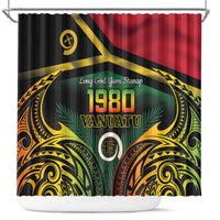 Vanuatu 1980 Shower Curtain Hapi 46 Yia Indipendens Anivesari LT14 Black - Polynesian Pride