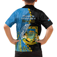 Tuvalu Independence Day Family Matching Off The Shoulder Long Sleeve Dress and Hawaiian Shirt Manuia te tutokotasi o Tuvaluan Dolphin Tattoo LT14 - Polynesian Pride
