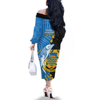 Tuvalu Independence Day Family Matching Off The Shoulder Long Sleeve Dress and Hawaiian Shirt Manuia te tutokotasi o Tuvaluan Dolphin Tattoo LT14 - Polynesian Pride