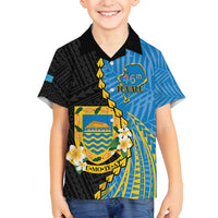 Tuvalu Independence Day Family Matching Summer Maxi Dress and Hawaiian Shirt Manuia te tutokotasi o Tuvaluan Dolphin Tattoo LT14 Son's Shirt Blue - Polynesian Pride