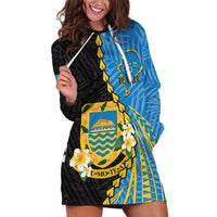 Tuvalu Independence Day Hoodie Dress Manuia te tutokotasi o Tuvaluan Dolphin Tattoo LT14 Blue - Polynesian Pride