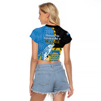 Tuvalu Independence Day Raglan Cropped T Shirt Manuia te tutokotasi o Tuvaluan Dolphin Tattoo LT14 - Polynesian Pride