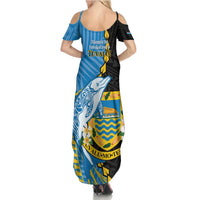 Tuvalu Independence Day Summer Maxi Dress Manuia te tutokotasi o Tuvaluan Dolphin Tattoo LT14 - Polynesian Pride