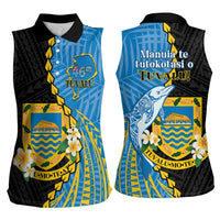 Tuvalu Independence Day Women Sleeveless Polo Shirt Manuia te tutokotasi o Tuvaluan Dolphin Tattoo LT14 - Polynesian Pride