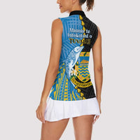 Tuvalu Independence Day Women Sleeveless Polo Shirt Manuia te tutokotasi o Tuvaluan Dolphin Tattoo LT14 - Polynesian Pride