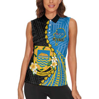Tuvalu Independence Day Women Sleeveless Polo Shirt Manuia te tutokotasi o Tuvaluan Dolphin Tattoo LT14 - Polynesian Pride