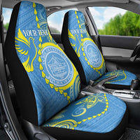Personalised Palau Independence Day Car Seat Cover Belau Coat Of Arms Polynesian Curve Style LT14 - Polynesian Pride