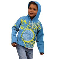 Personalised Palau Independence Day Kid Hoodie Belau Coat Of Arms Polynesian Curve Style LT14 - Polynesian Pride