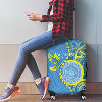 Personalised Palau Independence Day Luggage Cover Belau Coat Of Arms Polynesian Curve Style LT14 - Polynesian Pride