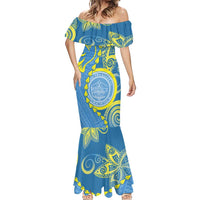 Personalised Palau Independence Day Mermaid Dress Belau Coat Of Arms Polynesian Curve Style LT14 - Polynesian Pride