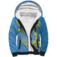 Personalised Palau Independence Day Sherpa Hoodie Belau Coat Of Arms Polynesian Curve Style LT14 Unisex Blue - Polynesian Pride