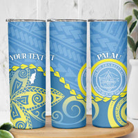 Personalised Palau Independence Day Skinny Tumbler Belau Coat Of Arms Polynesian Curve Style LT14 - Polynesian Pride