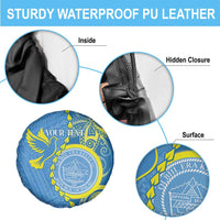 Personalised Palau Independence Day Spare Tire Cover Belau Coat Of Arms Polynesian Curve Style LT14 - Polynesian Pride