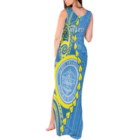 Personalised Palau Independence Day Tank Maxi Dress Belau Coat Of Arms Polynesian Curve Style LT14 - Polynesian Pride