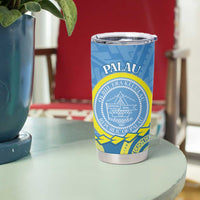 Personalised Palau Independence Day Tumbler Cup Belau Coat Of Arms Polynesian Curve Style LT14 - Polynesian Pride