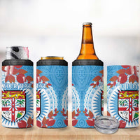 Personalised Fiji Day 4 in 1 Can Cooler Tumbler Fijian Tapa Pattern Mix Tagimoucia - Blue Version LT14 - Polynesian Pride
