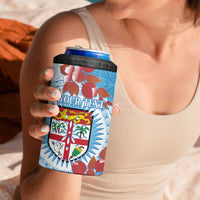 Personalised Fiji Day 4 in 1 Can Cooler Tumbler Fijian Tapa Pattern Mix Tagimoucia - Blue Version LT14 - Polynesian Pride