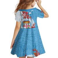 Personalised Fiji Day Family Matching Summer Maxi Dress and Hawaiian Shirt Fijian Tapa Pattern Mix Tagimoucia - Blue Version LT14 - Polynesian Pride
