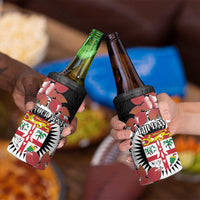Personalised Fiji Day 4 in 1 Can Cooler Tumbler Fijian Tapa Pattern Mix Tagimoucia - Black Version LT14 - Polynesian Pride