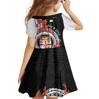 Personalised Fiji Day Family Matching Off Shoulder Maxi Dress and Hawaiian Shirt Fijian Tapa Pattern Mix Tagimoucia - Black Version LT14 - Polynesian Pride