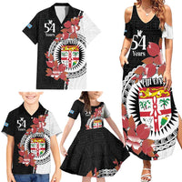 Personalised Fiji Day Family Matching Summer Maxi Dress and Hawaiian Shirt Fijian Tapa Pattern Mix Tagimoucia - Black Version LT14 - Polynesian Pride