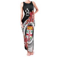 Personalised Fiji Day Family Matching Tank Maxi Dress and Hawaiian Shirt Fijian Tapa Pattern Mix Tagimoucia - Black Version LT14 Mom's Dress Black - Polynesian Pride
