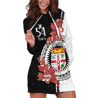 Personalised Fiji Day Hoodie Dress Fijian Tapa Pattern Mix Tagimoucia - Black Version LT14 Black - Polynesian Pride