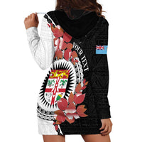 Personalised Fiji Day Hoodie Dress Fijian Tapa Pattern Mix Tagimoucia - Black Version LT14 - Polynesian Pride