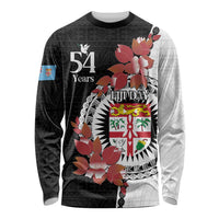 Personalised Fiji Day Long Sleeve Shirt Fijian Tapa Pattern Mix Tagimoucia - Black Version LT14 Unisex Black - Polynesian Pride