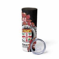 Personalised Fiji Day Skinny Tumbler Fijian Tapa Pattern Mix Tagimoucia - Black Version LT14 - Polynesian Pride
