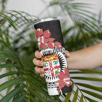 Personalised Fiji Day Skinny Tumbler Fijian Tapa Pattern Mix Tagimoucia - Black Version LT14 - Polynesian Pride