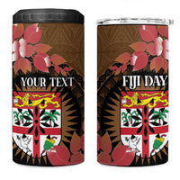 Personalised Fiji Day 4 in 1 Can Cooler Tumbler Fijian Tapa Pattern Mix Tagimoucia - Brown Version LT14 One Size: 16 oz Brown - Polynesian Pride