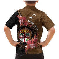 Personalised Fiji Day Family Matching Mermaid Dress and Hawaiian Shirt Fijian Tapa Pattern Mix Tagimoucia - Brown Version LT14 - Polynesian Pride