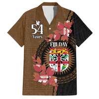 Personalised Fiji Day Family Matching Short Sleeve Bodycon Dress and Hawaiian Shirt Fijian Tapa Pattern Mix Tagimoucia - Brown Version LT14 Dad's Shirt - Short Sleeve Brown - Polynesian Pride