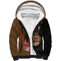 Personalised Fiji Day Sherpa Hoodie Fijian Tapa Pattern Mix Tagimoucia - Brown Version LT14 Unisex Brown - Polynesian Pride