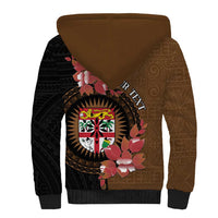 Personalised Fiji Day Sherpa Hoodie Fijian Tapa Pattern Mix Tagimoucia - Brown Version LT14 - Polynesian Pride