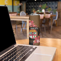 Personalised Fiji Day Skinny Tumbler Fijian Tapa Pattern Mix Tagimoucia - Brown Version LT14 - Polynesian Pride