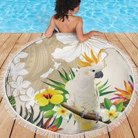 New Zealand Cacatua Galerita Beach Blanket Aotearoa Cockatoo Tropical Flowers LT14 - Polynesian Pride