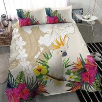 New Zealand Cacatua Galerita Bedding Set Aotearoa Cockatoo Tropical Flowers LT14 - Polynesian Pride