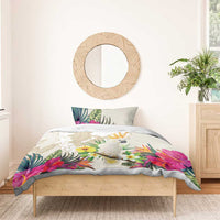 New Zealand Cacatua Galerita Bedding Set Aotearoa Cockatoo Tropical Flowers LT14 - Polynesian Pride